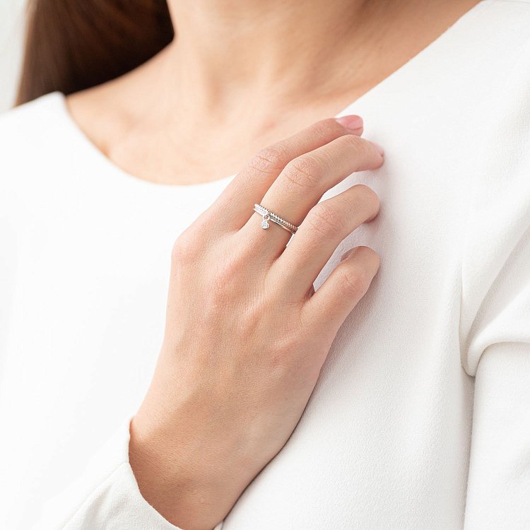 Золотое кольцо с фианитом к06597 от ювелирного магазина Оникс - 2