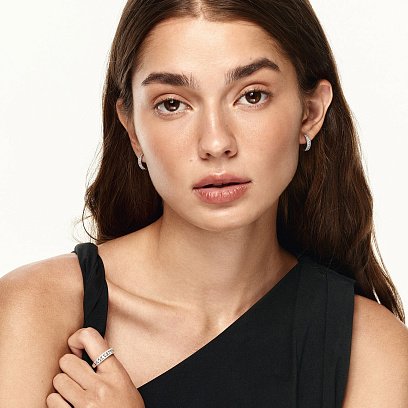 Золоті сережки - кільця з діамантами сб0447nl №4