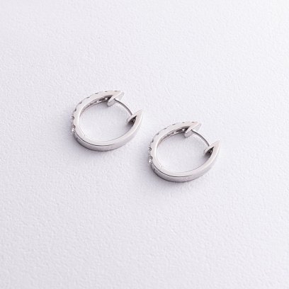 Золотые серьги - кольца с бриллиантами сб0542cha №3