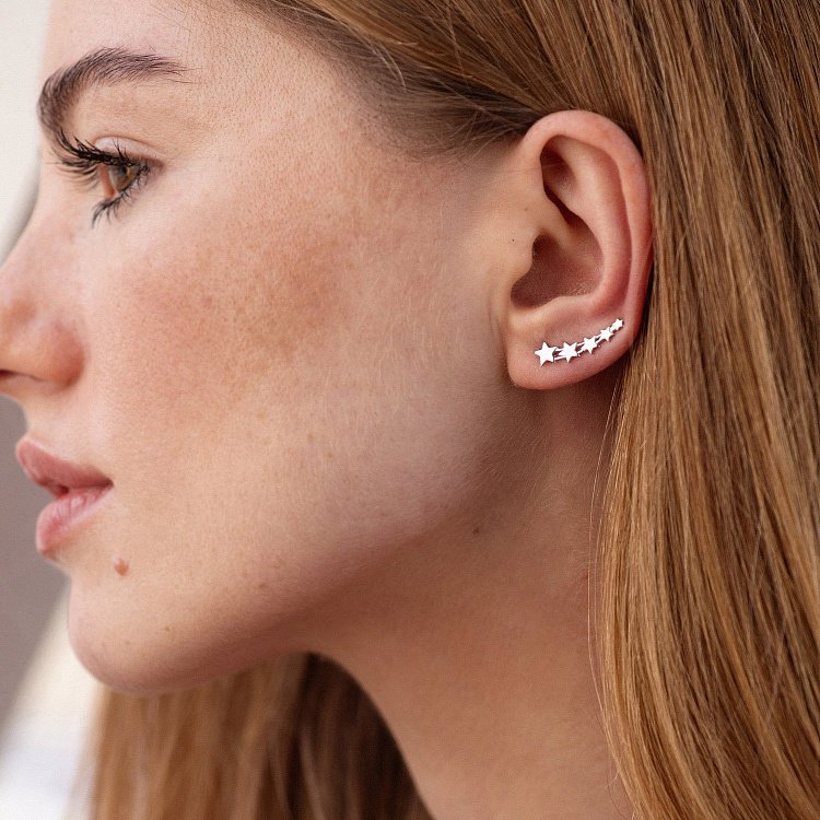 Сережки - клаймбери "Зірочки" в сріблі 123026 від ювелірного магазину Онікс