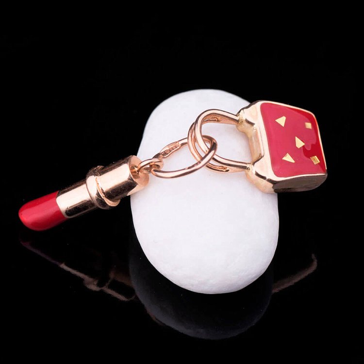 Детская подвеска "Сумочка и помада" (эмаль) п00860 от ювелирного магазина Оникс - 3