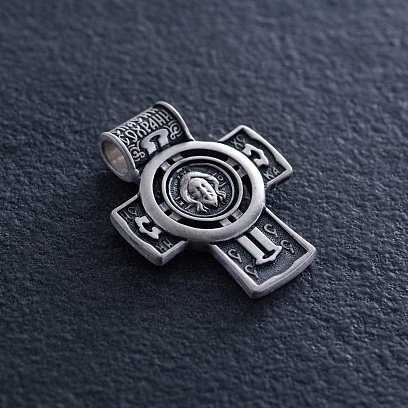 Срібний православний хрест "Господь Вседержитель. Ангел Хранитель. Спаси та Збережи" 133233