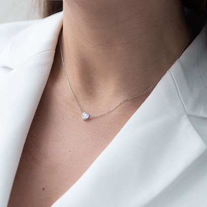 Кольє "Сердечко" в білому золоті кол01828 №9