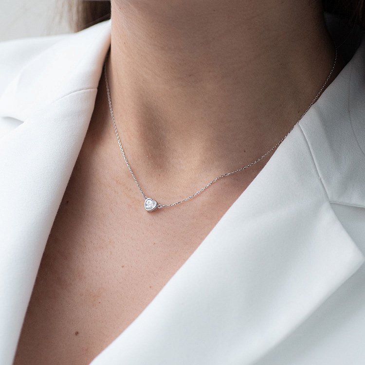 Кольє "Сердечко" в білому золоті кол01828 від ювелірного магазину Онікс - 9