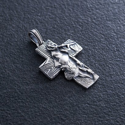 Срібний хрест "Ісус Христом у терновому вінці" 7028 №3