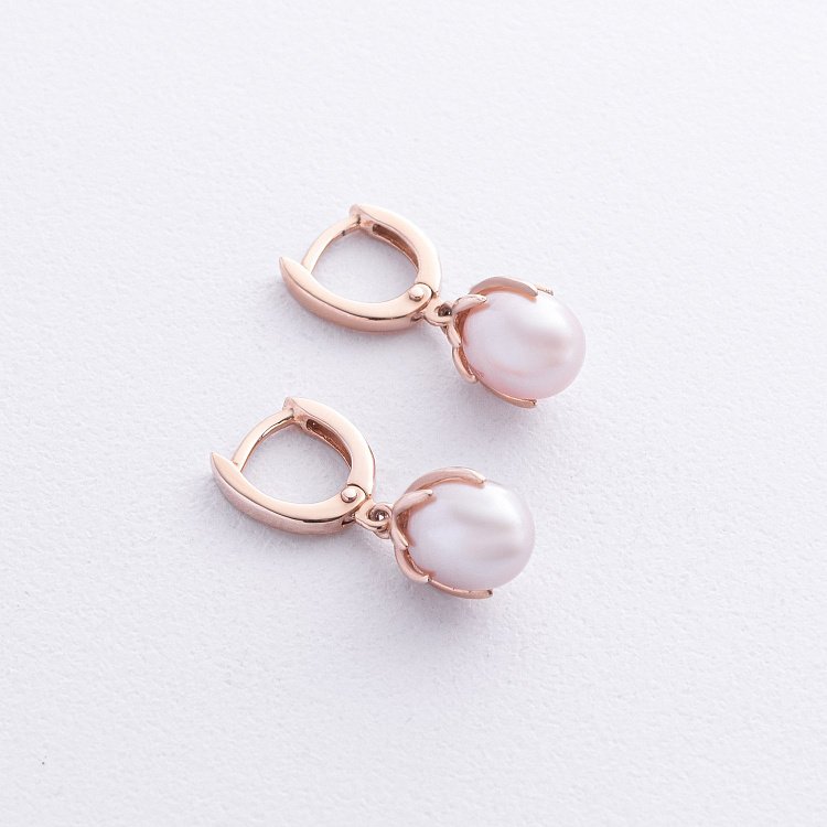 Золоті сережки (культ. прісн. перли) с05190 від ювелірного магазину Онікс - 4