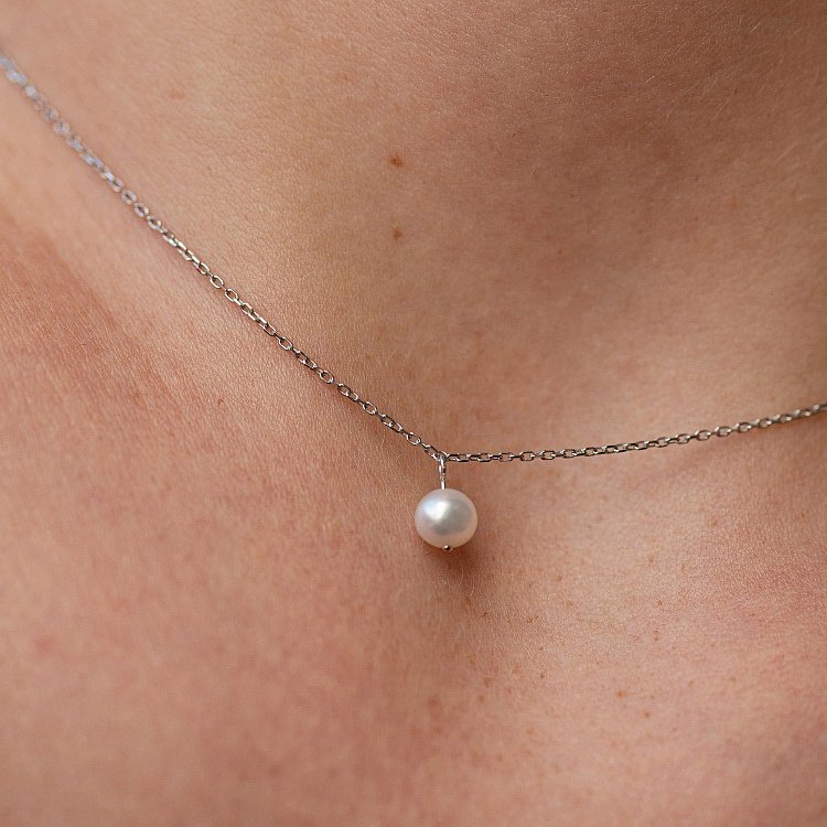 Кольє з перлиною (біле золото) кол02400 від ювелірного магазину Онікс - 3