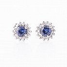 Золоті сережки-пусети з синіми сапфірами і діамантами 5526 от ювелирного магазина Оникс