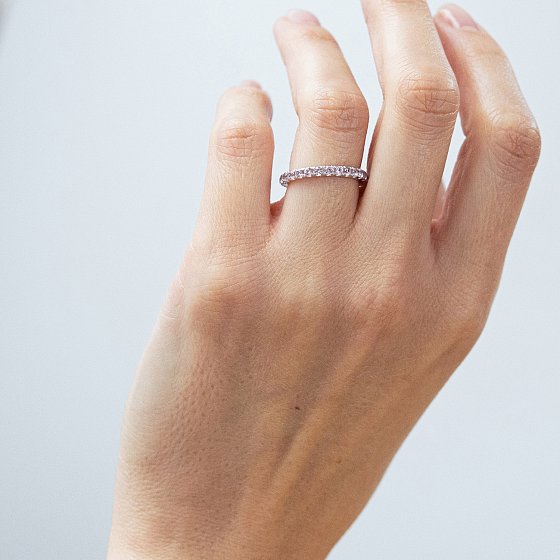 Серебряное кольцо с розовыми синтетическими сапфирами 1901/1р-PSPH №2
