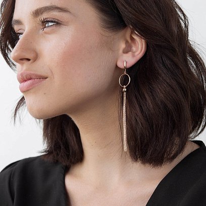 Висячие серьги из красного золота с06353 №2