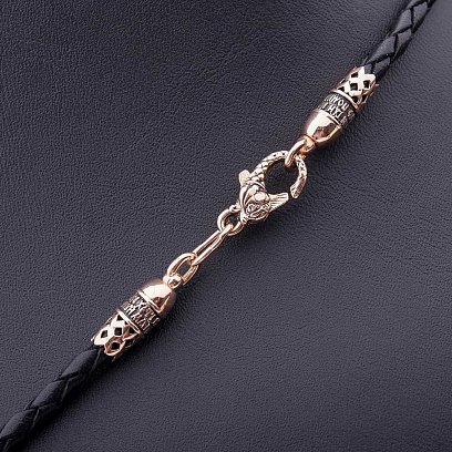 Шкіряний шнурок "Рибка" із золотою застібкою з молитвою (3 мм) кол00493 №5