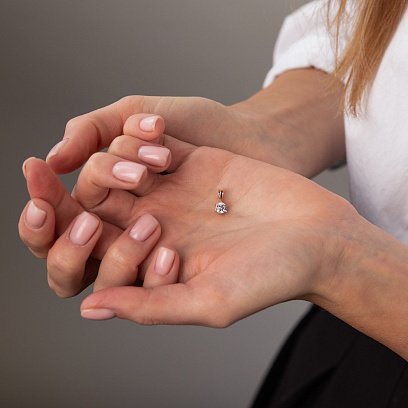 Золотая  подвеска с одним фианитом п01218 №2