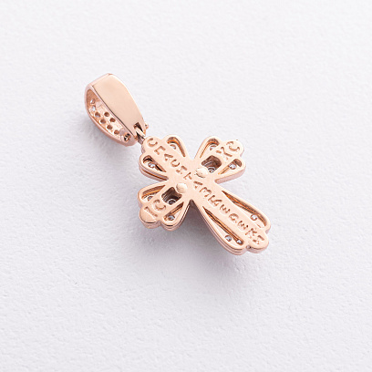 Золотой крестик "Распятие. Спаси и Сохрани" с фианитами 270053 №2