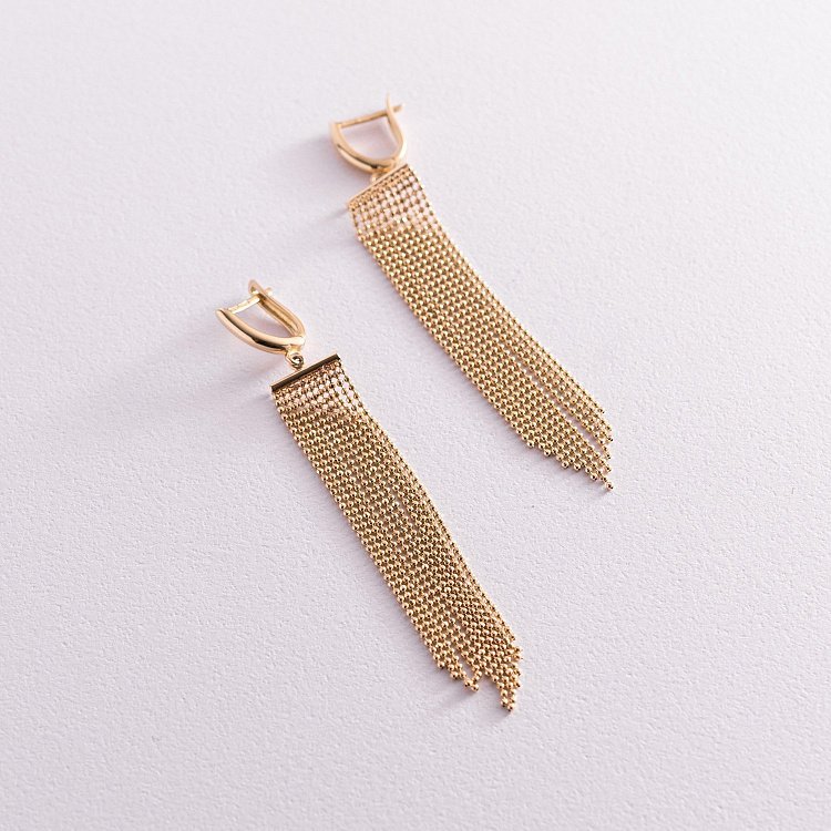 Золотые серьги "Водопад" с04558 от ювелирного магазина Оникс - 4