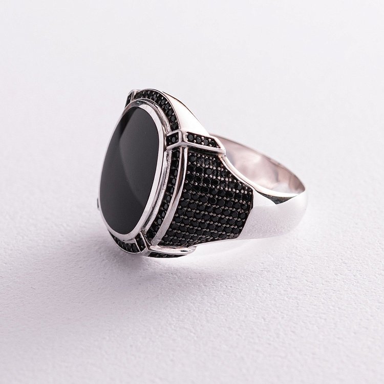 Золота чоловіча печатка (онікс, фіаніт) к06086 від ювелірного магазину Онікс - 2