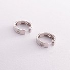 Серебряные серьги - кольца "Клевер" с фианитами 123262 от ювелирного магазина Оникс - 1