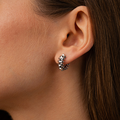 Серьги - кольца "Тереза" в белом золоте mini с09743 №4