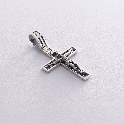 Серебряный крест "Распятие. Спаси и Сохрани" (на укр. языке)" 1174 №3