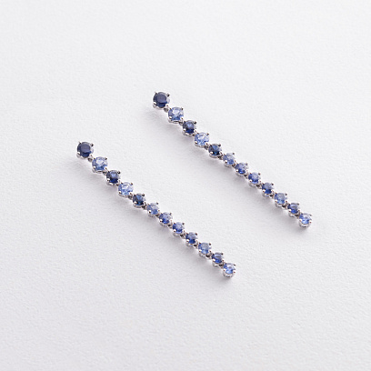 Золотые серьги - пусеты (сапфиры) сб0605nl