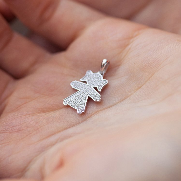 Золотий кулон "Дівчинка" з діамантами 137801121 від ювелірного магазину Онікс - 1