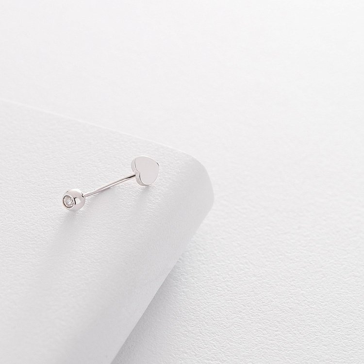 Золотий пірсинг в пупок "Сердечко" (фіаніт) пир00237 від ювелірного магазину Онікс