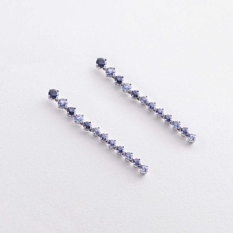 Золотые серьги - пусеты (сапфиры) сб0605nl от ювелирного магазина Оникс