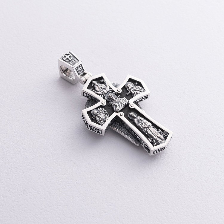 Чоловічий православний хрест "Архангел Михайло" з ебенового дерева та срібла 1445 від ювелірного магазину Онікс - 6
