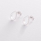 Срібні сережки-пусети "Маленькі крапельки" 1.1 * 0.8 см 122498 от ювелирного магазина Оникс - 1
