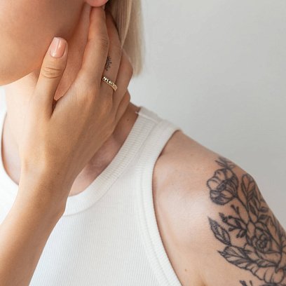 Кольцо "Сердечки" в желтом золоте (фианиты) к07060 №5