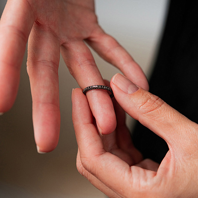 Золотое кольцо с черными бриллиантами кб0242sth №7