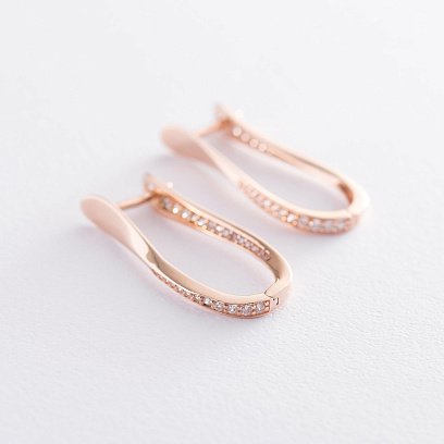 Золотые серьги с фианитами с06717 №3