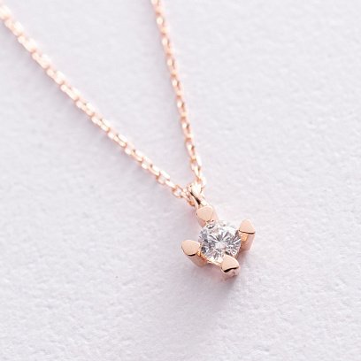 Золоте кольє з одним фіанітом кол01965 №4