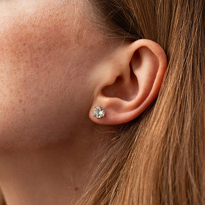 Золоті сережки - пусети з аметистом с06405 №6