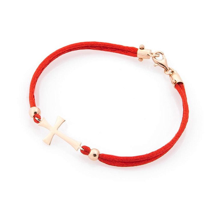 Браслет з червоною ниткою і золотою вставкою "Хрестик" б03084 від ювелірного магазину Онікс - 3