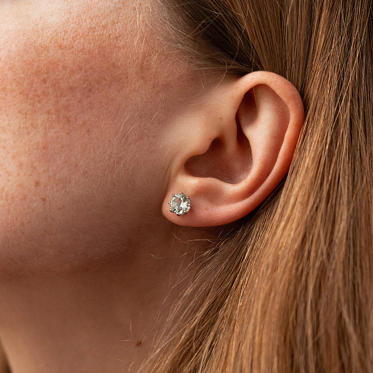 Золоті сережки - пусети з аметистом с06405 від ювелірного магазину Онікс - 5