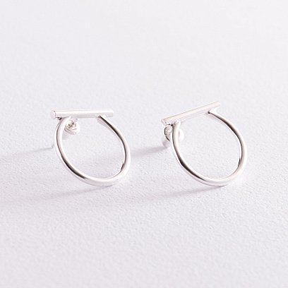 Серебряные серьги - пусеты "Амели" 123189 №6