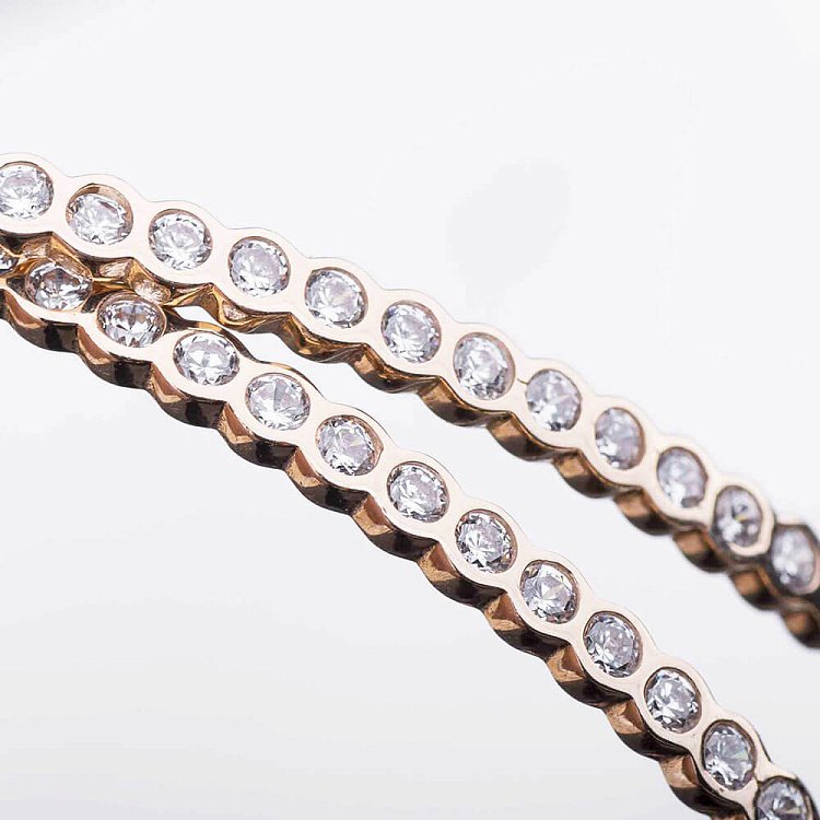 Серьги "Кольца" с фианитами из золота с03124 от ювелирного магазина Оникс - 3