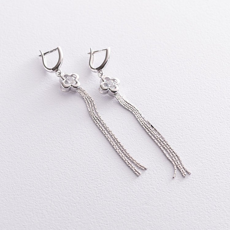 Серьги "Клевер" в белом золоте с07211 от ювелирного магазина Оникс - 4