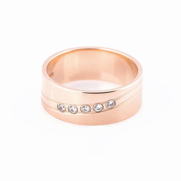 Золота обручка з фіанітами обр00027 від ювелірного магазину Онікс - 1