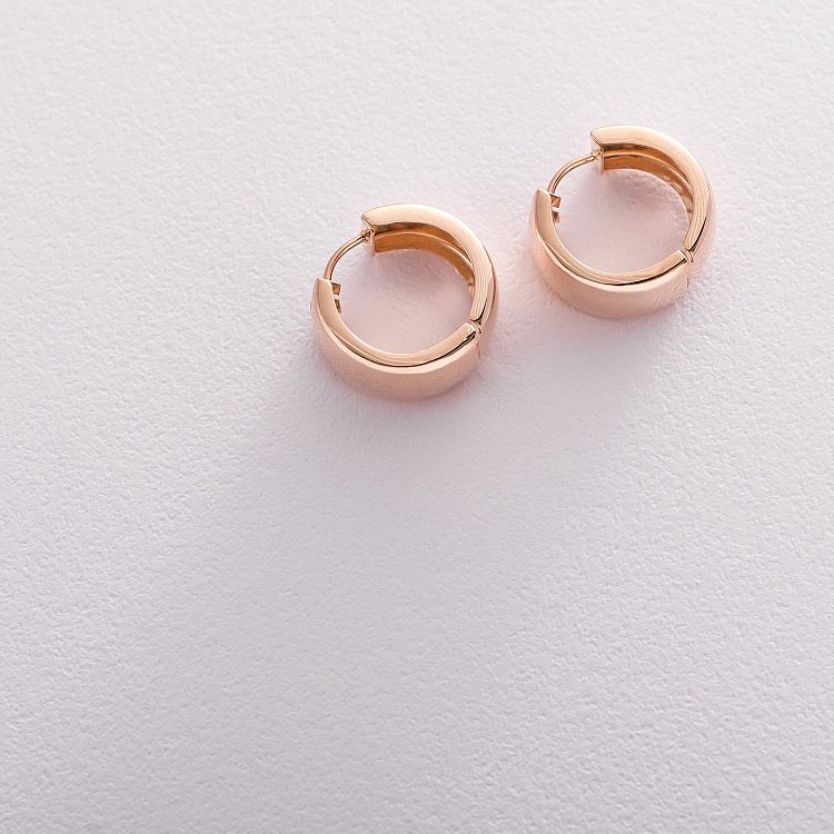 Золотые серьги - кольца без камней с01677 от ювелирного магазина Оникс - 1