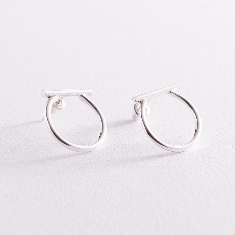 Серебряные серьги - пусеты "Амели" 123189 от ювелирного магазина Оникс - 5