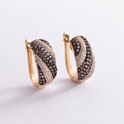 Золоті сережки з діамантами LED0776