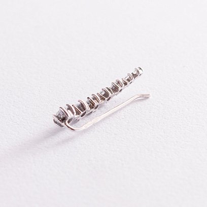 Серебряная моносерьга с фианитами (на правое ушко) 4904п №4