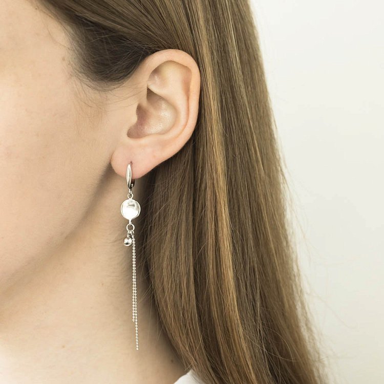 Срібні сережки з кружечками і кульками 122292 від ювелірного магазину Онікс - 2