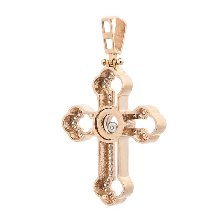 Золотий хрест з фіанітами п02707 від ювелірного магазину Онікс - 1