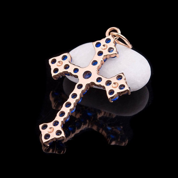 Золотий хрестик з фіанітами п00779 від ювелірного магазину Онікс - 2