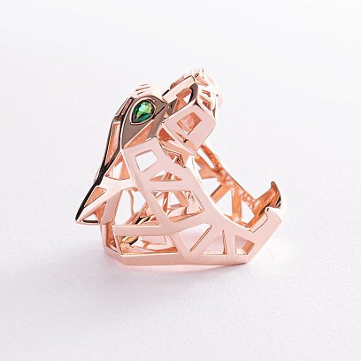 Кольцо "Пантера" в красном золоте (фианиты) к06767