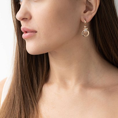 Золоті сережки "Пантера" (фіаніти) с04987 №2