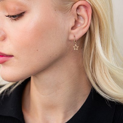 Золоті сережки "Зірочки" с07600 №4