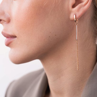 Серьги "Мечтательность" в красном золоте с07840 №2